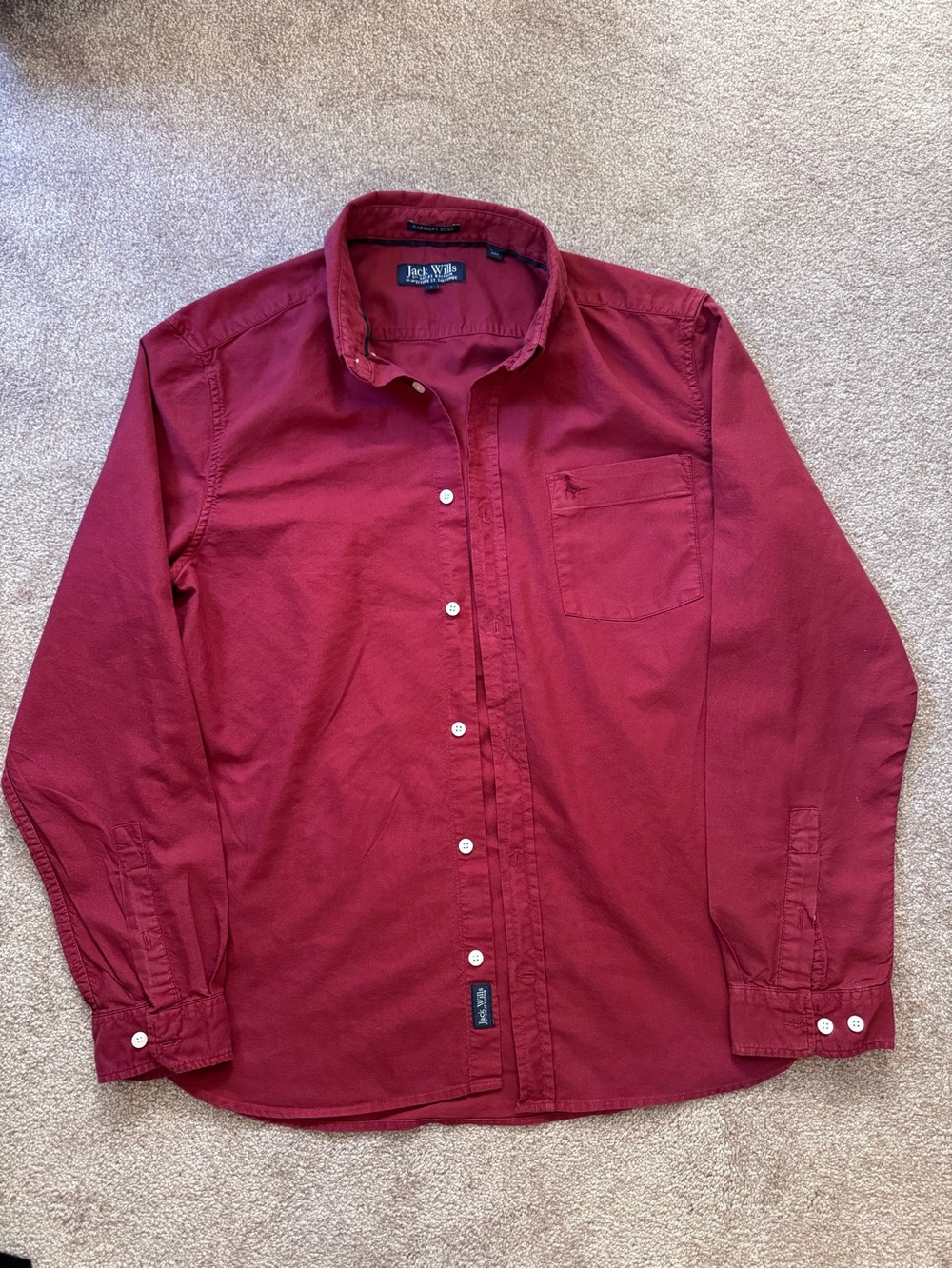 Jack Wills Men's Burgundy Button-Down Shirt